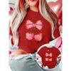 Valentine's Day Gift: Women's Elegant Short-Sleeve Cherry Bow Print Round Neck T-Shirt. Suitable for Spring, Summer, and Autumn. A Versatile,