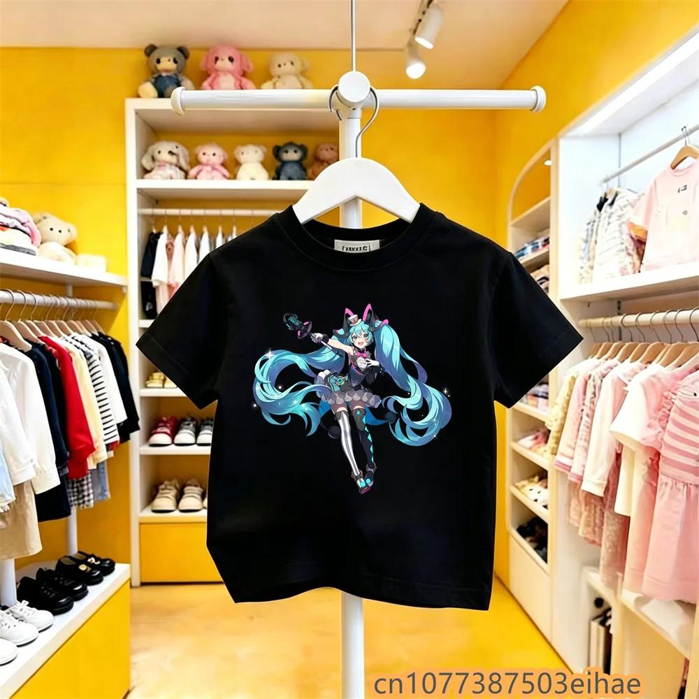 Hatsune Miku Collaborates on Future MIKU Line Style Short Sleeved Pure Cotton Printed New Casual Boy and Girl Clothing