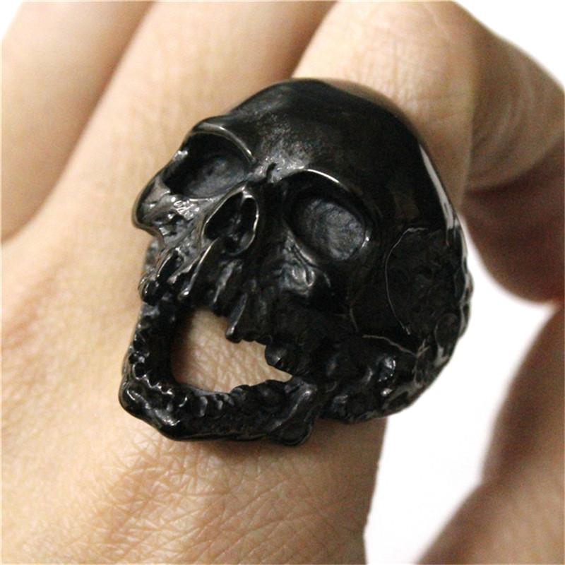 Genuine Stainless Steel Ring Jewelry for Men Fashion Punk Biker Skeleton Rings Size 7-15
