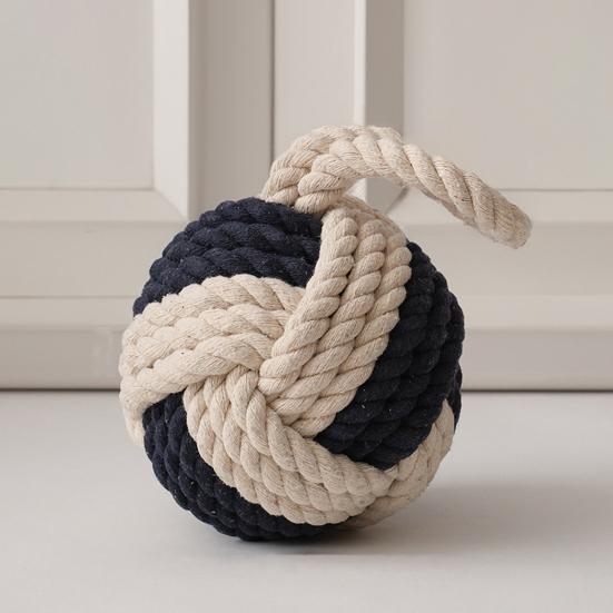 Weighted Door Stopper Heavy Sand Filled Door Stop with Handle Home Office Indoor Decorative Handmade Cotton Rope Ball Floor Doorstop