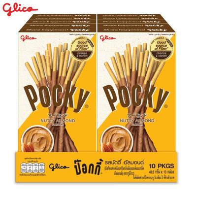 Glico Pocky Fındıklı Badem Aromalı, Fındıklı Badem Aromalı Şekerleme Kaplamalı Bisküvi Çubuk, 43,5 gx 10 adet - Thai Snack