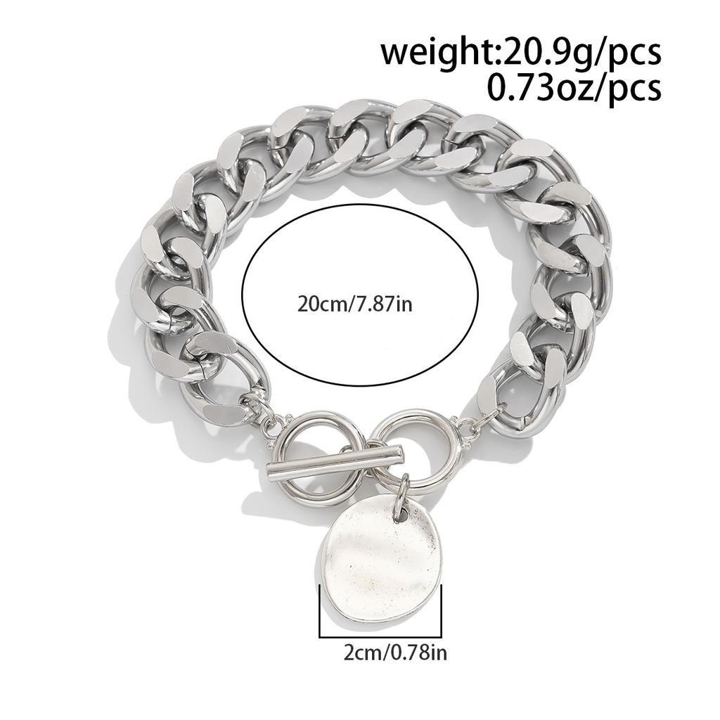 1SET Punk Wind Lock Pendant Bracelet Personalized Metal Elbow Beaded Elastic Jewelry Women