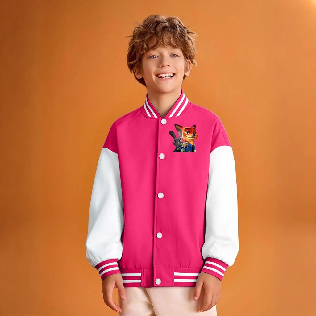 Kids' Fashionable Casual Long-Sleeved Hooded Print Jacket