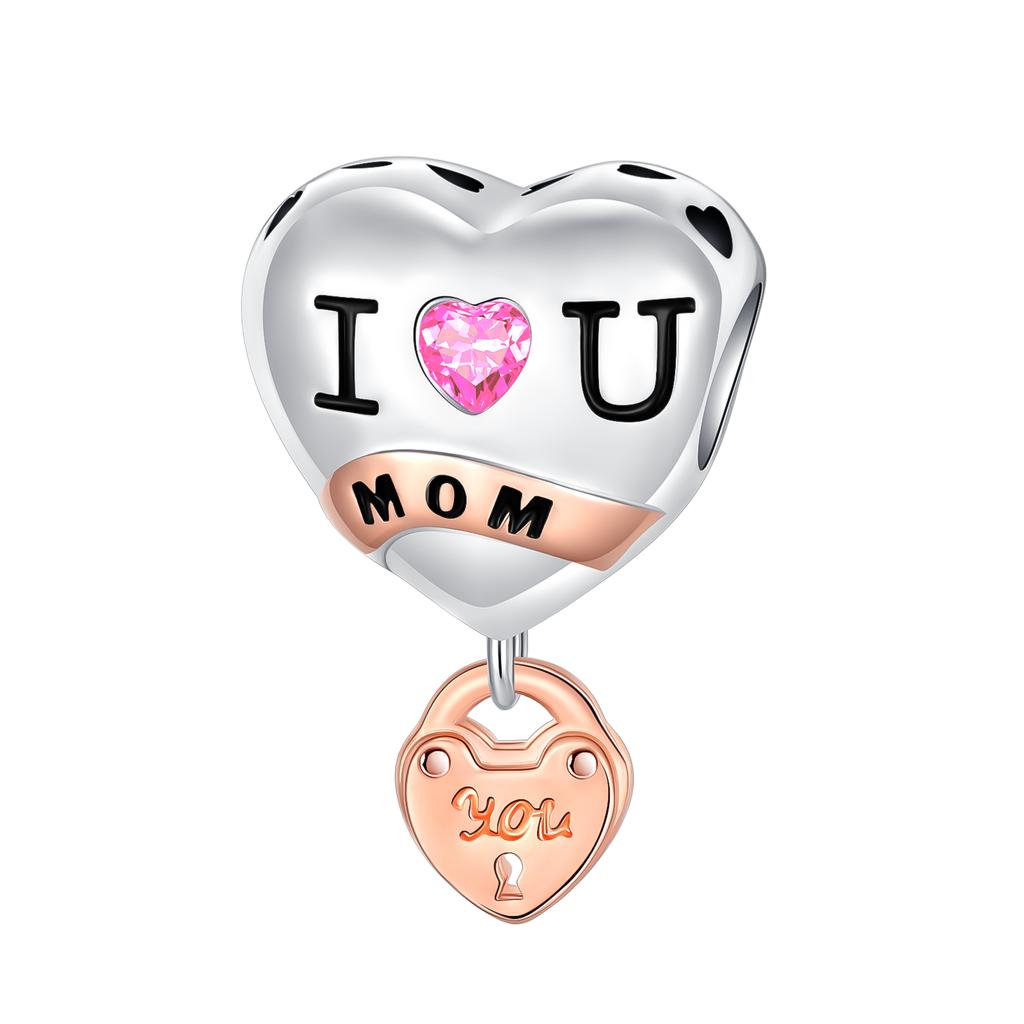 New Sterling Silver Rose Girl Boy Pink Sparkle Spacer Clip bead For Original  Bracelet Charm Jewelry For Women