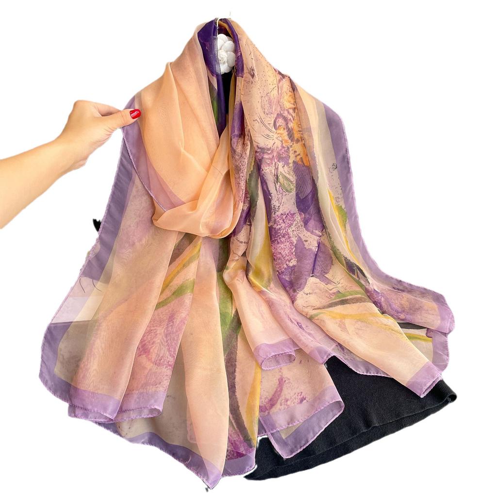 Luxury Silk Scarf Hijab Women Soft Warm Pashmina Neck Beach Stoles  Head Scarves Echarpe Shawl Large Wrap Echarpe Bandana