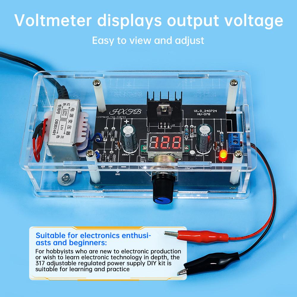 LM317 DC Regulated Adjustable Power Supply Module 110V 220V DIY Electronic Welding Kit Multi-function Welding Training