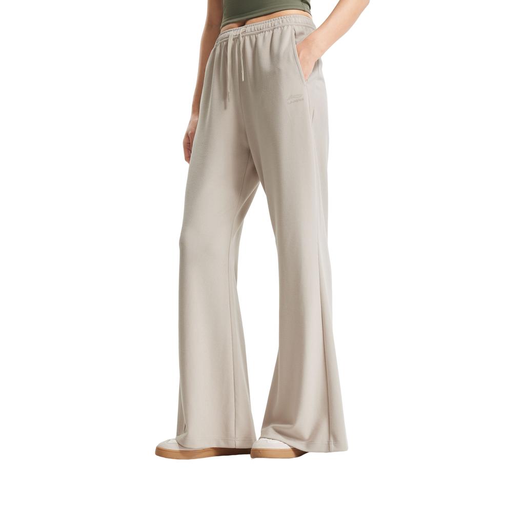 Li Ning Sports Lifestyle Series Versatile Casual Mid-Waist Drawstring Knitted Sports Pants Women pants AKLW256-5