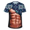 3D printed Christmas T-shirt men's round neck short sleeved Christmas pattern T-shirt ugly Christmas top men's gift