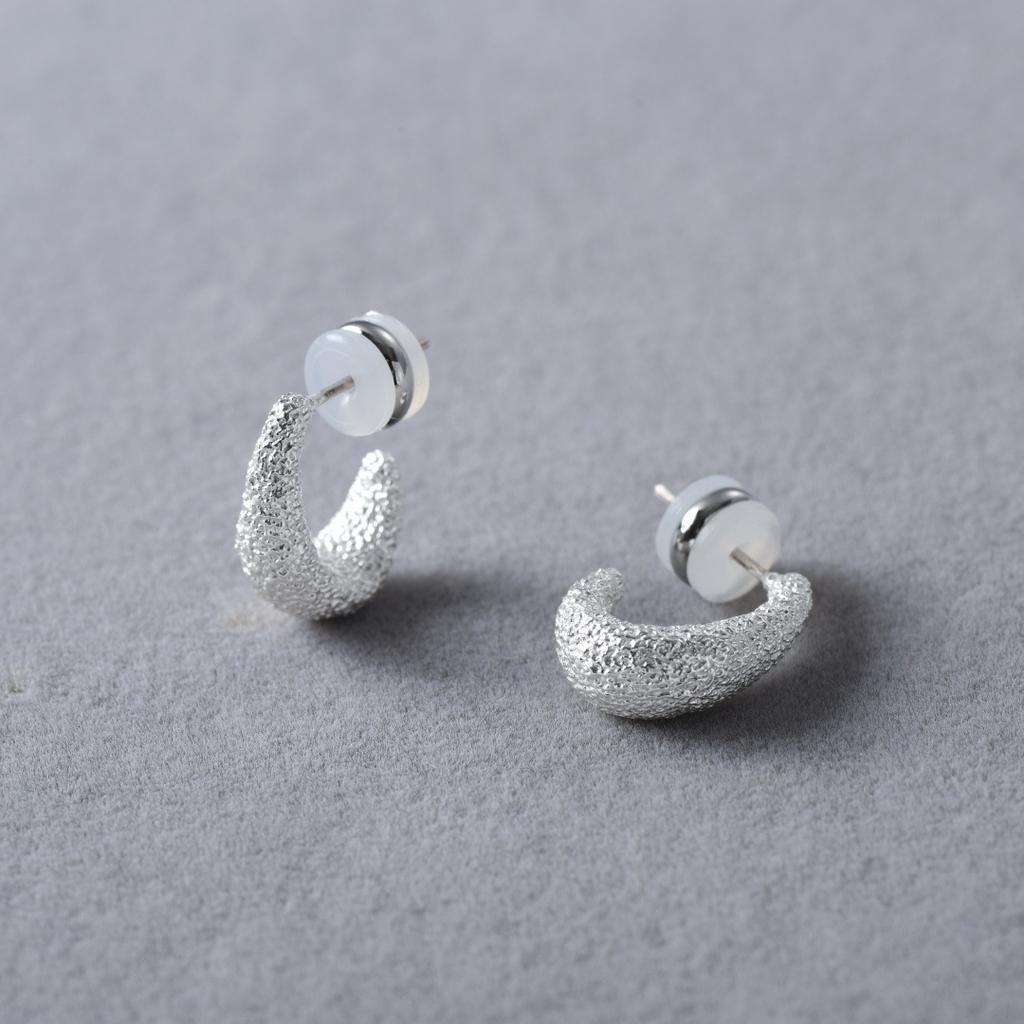 Simple Matte Texture Earrings Light Luxury Niche Design S925 Silver Needle Earrings Exquisite Trendy Temperament Earrings