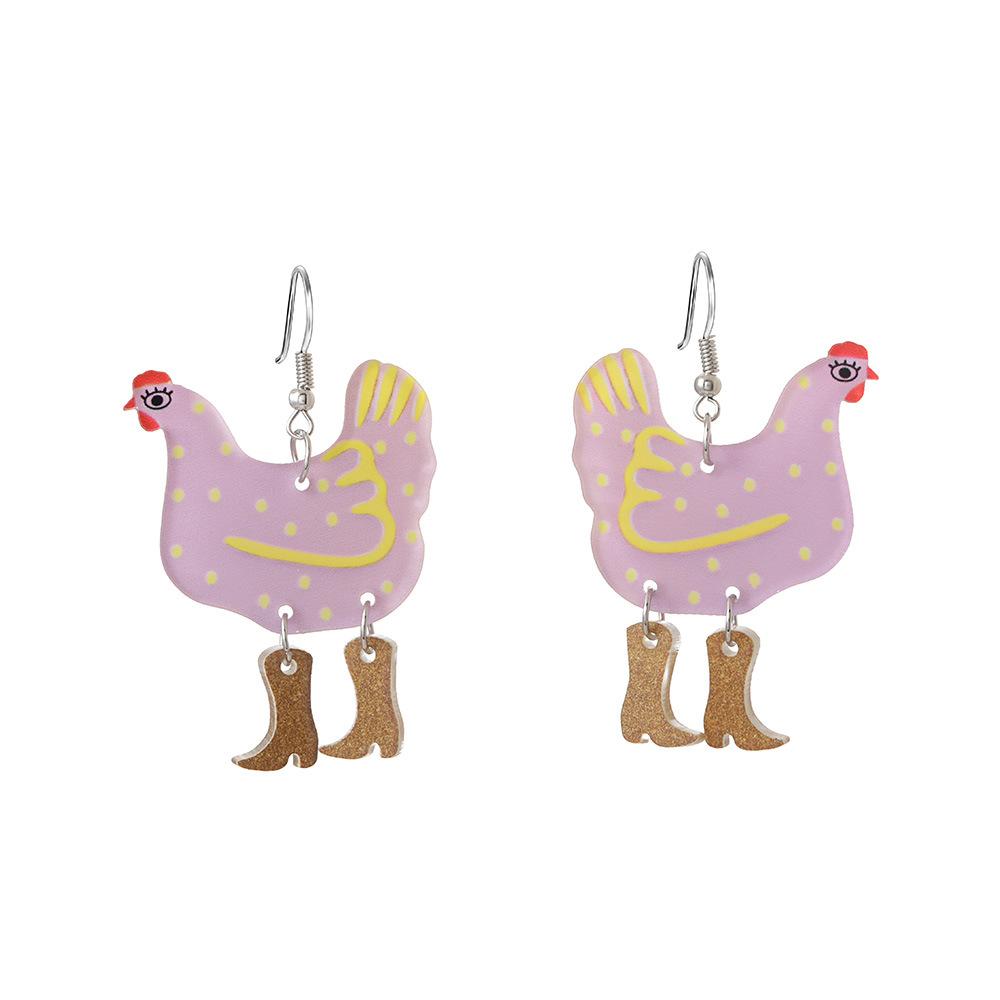 Custom Environmentally Friendly Acrylic Earrings, Cartoon Color Hen-Shaped Earrings Earrings.