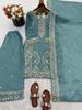 Beautiful Embroidered Gmy Silk Salwar Suit Palazzo Set Indian Women Bollywood Salwar Kameez