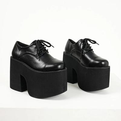 Dampumps med tjock klack Snörning Eleganta Oxford-plattformspumps för kvinnor Höjdökande design Fest Cosplay-skor