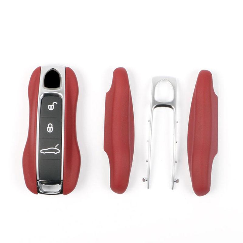 Leather Fob Remote Keys Case Key Cover Replace For Porsche 911 Macan Boxster Cayenne Panamera Taycan Cayman 971 9Ya Key Shell