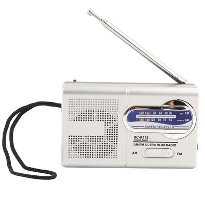 Multifunction Mini Pocket Am FM BCR119 Radio Speaker Receiver Telescopic Antenna