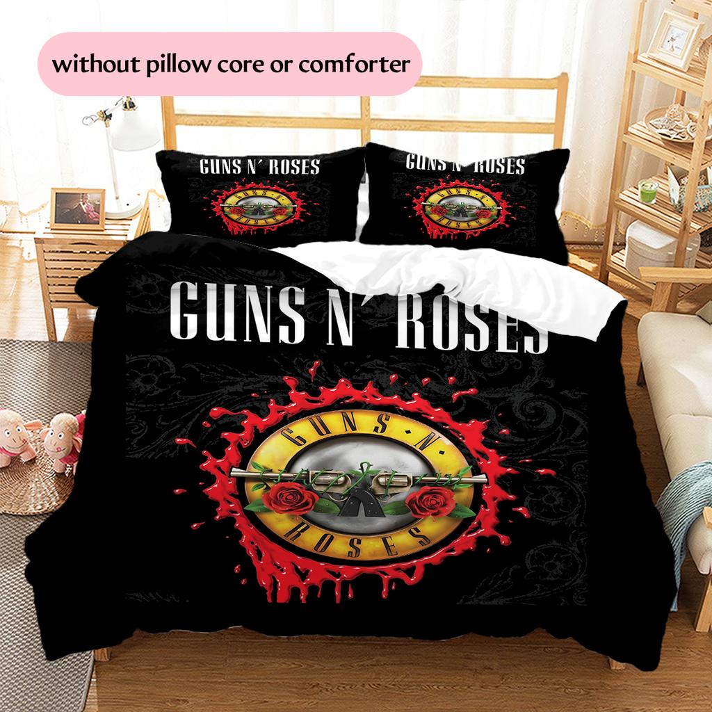 Guns N' Roses Pattern Bedding Home Decoration Birthday Gift (1 * duvet cover + 2 * pillowcase, without core)