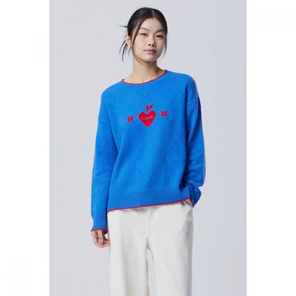 Argyle Heart Embroidery Pullover Bakpf1611 LG light grayOS 12590₽