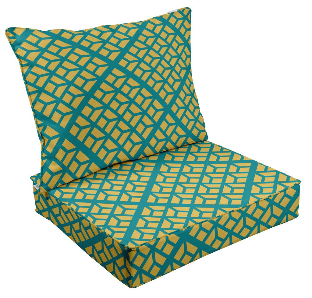 Vargottam Printed Outdoor Deep  Seat  Patio  Cushions Set 2pcs Seat Set All Weather Replacement