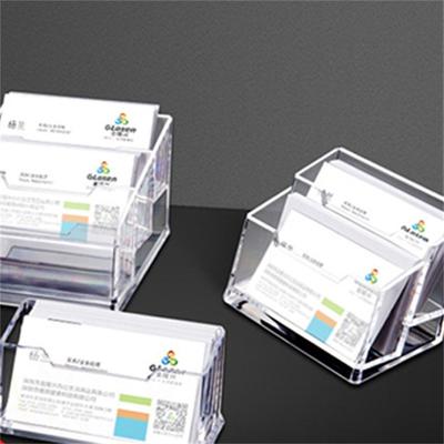 Card Case Desktop Name Card Pedestal Business Three-Layer Transparent Plastic Card Storage Box Single Double Card Pedestal Box