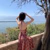 Holiday Style Dress Summer French Dopamine Sweet Plaid Halter Sling Long Skirt Niche Waist and Thin