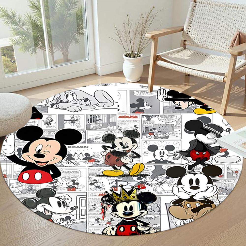 Christmas Mickey Minnie Round Floor Mat Suitable for Foyer Decorate room Hallway Balcony Antislip Round Carpet Anime Office Decor