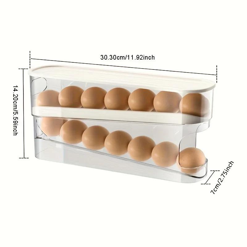Fridge Egg Storage Box Automatic Rolling Eggs Holder Rack Ladder Style Refrigerator Egg Dispenser Organizer
