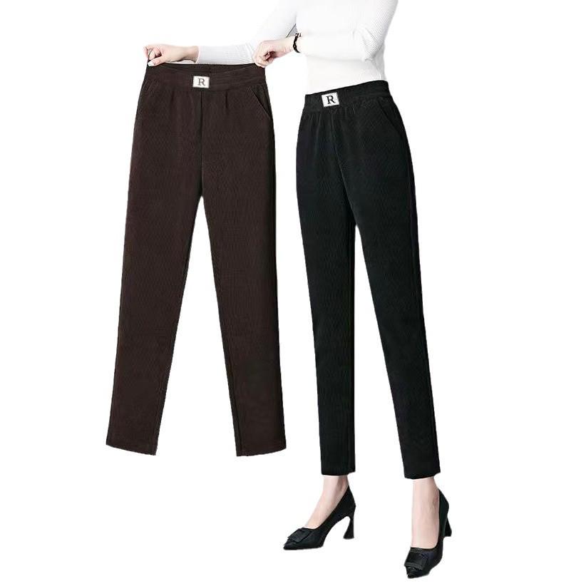 Women's Plus Velvet Thick Chenille Harem Pants - Loose Fit, Large Size, Corduroy, with Pockets, for Autumn and Winter.