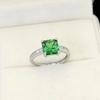 Jewelry Cultivated Sapphire Square Ring Square Four-Claw High Carbon Diamond Emerald Ring