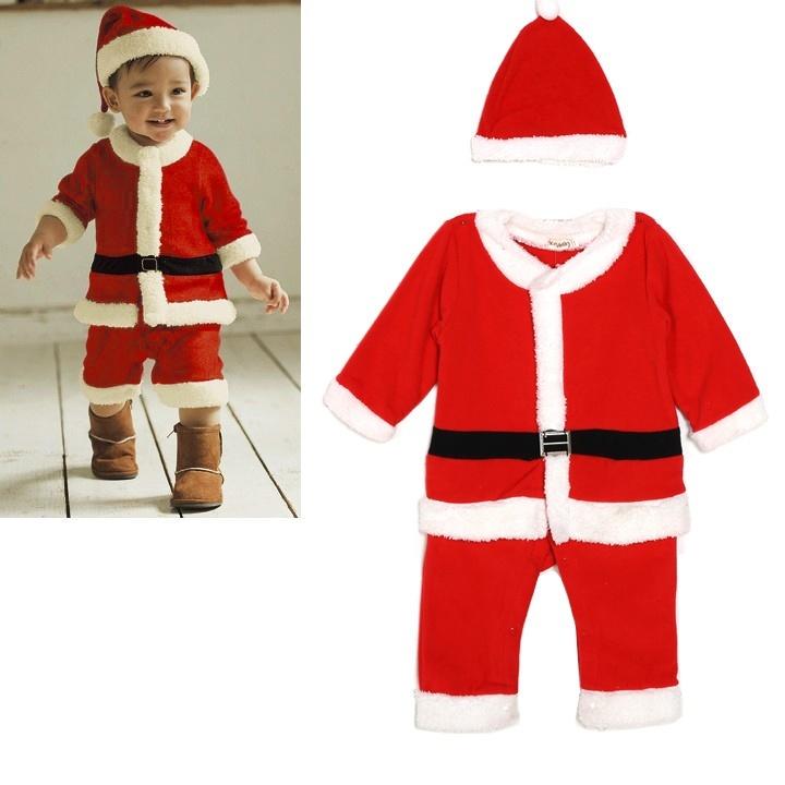 4Pc Baby Boy Girl Christmas Santa Claus Costume Top+Pants+Hat Outfit Clothes Set