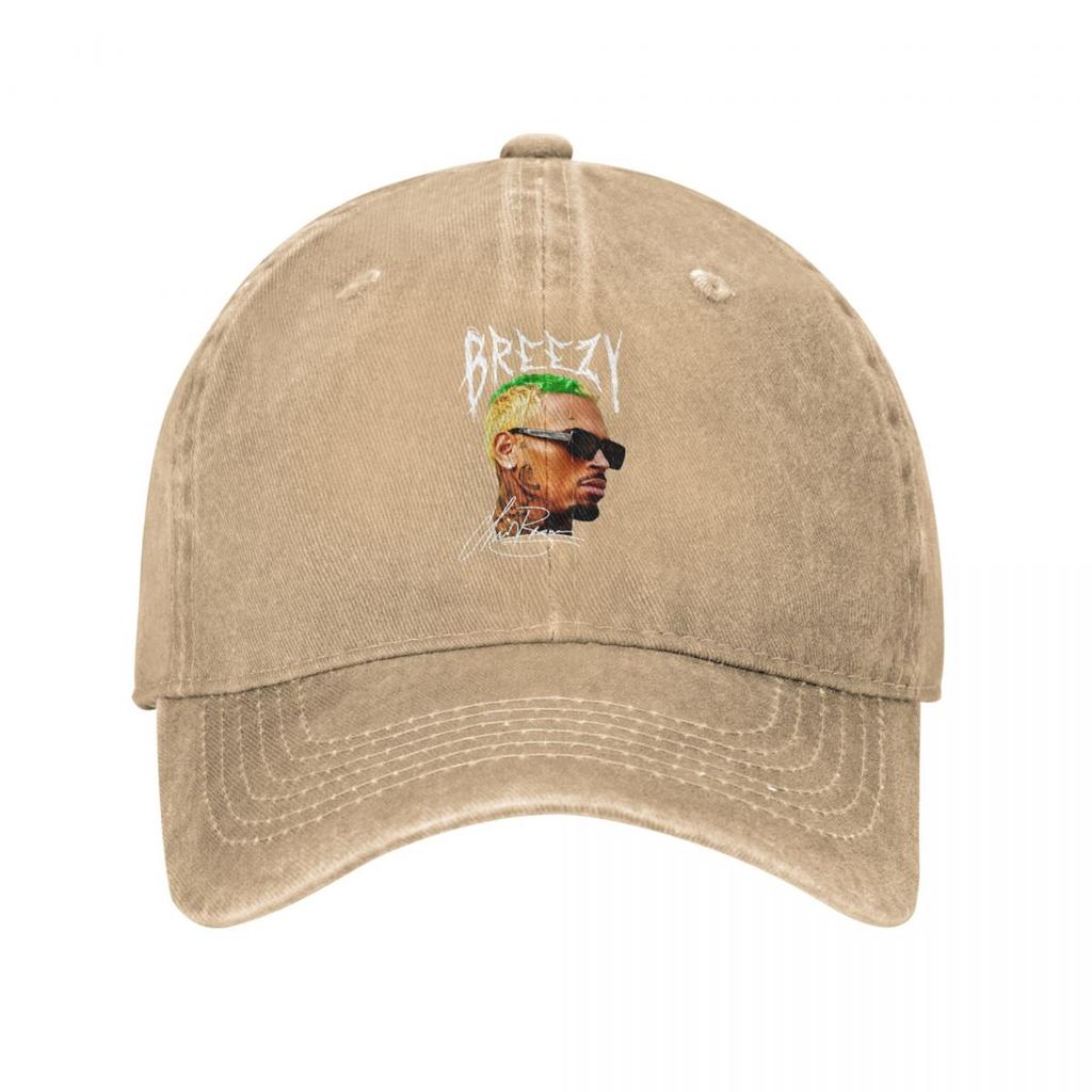 Casual Rapper Chris Brown Big Face Baseball Caps Men Women Distressed Cotton Sun Cap Outdoor Workouts Adjustable Fit Caps Hat