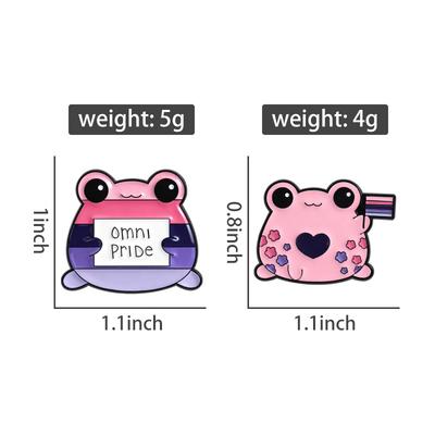 Pins Émaillés Grenouilles Fierté Omnisexuelle Impression UV Broches Revers Badges Grenouille Cartoon Bijoux LGBT Cadeau pour Amoureux Amis