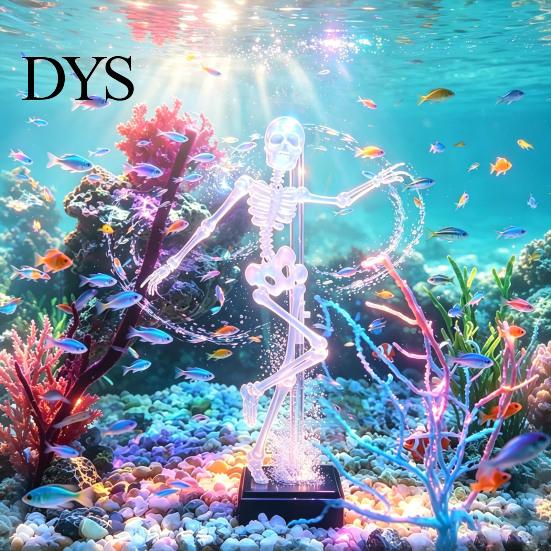 Decorazioni Acquario di Halloween Scheletro Danzante Aeratore Decorazione Acquario, Ornamento Pneumatico Mobile Regalo di Festa per Amanti con 1 Metro