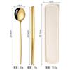 Stainless steel tableware, convenient student spoon, fork, chopstick three-piece set, travel storage set