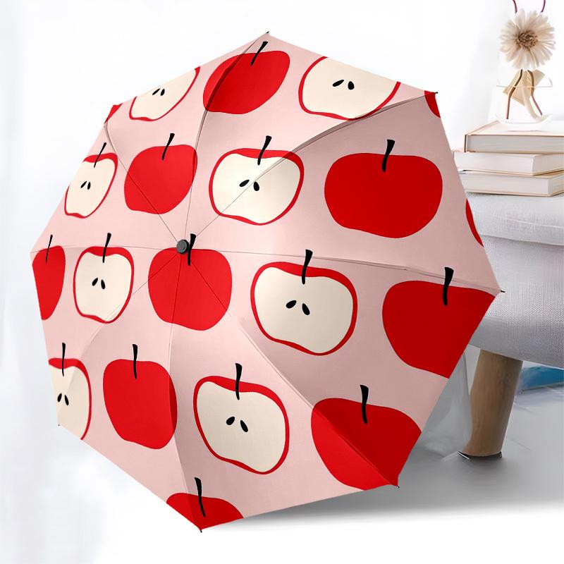 1pc Apple Pattern Design Umbrella with Plastic Handle,Suitable for All Seasons Home Travel Outdoor UmbrellaPT250