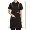 1 Canvas Waterproof and Oil Resistant Apron with Pockets, Suitable for Coffee Bar, Restaurant, Flower Shop, Coffee Baking