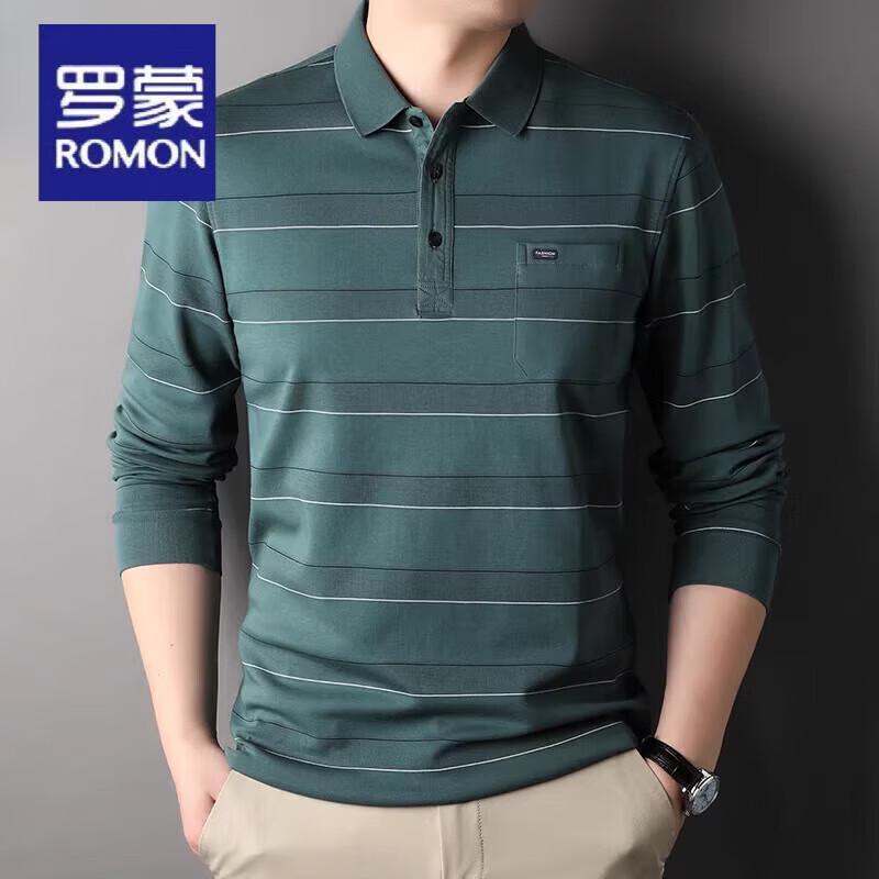 Romon Men s Mercerized Cotton Long-Sleeve Polo T-Shirt 3XL