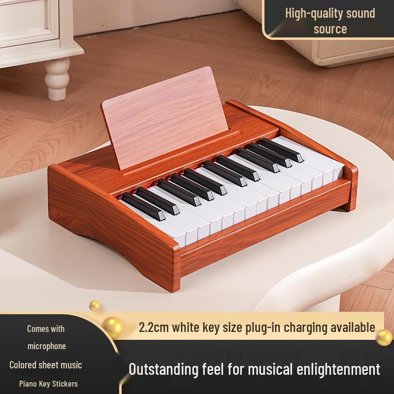 25 & 37-Key Wooden Children's Electronic Organ Piano: Beginner Musical Toy for Kids, Boys & Girls, Multifunctional for Home Use