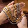 Titanium Steel Bracelet Fashion Personality Hip Hop Zirconium Necklace Furnace Vacuum Plating Gold Color Retention