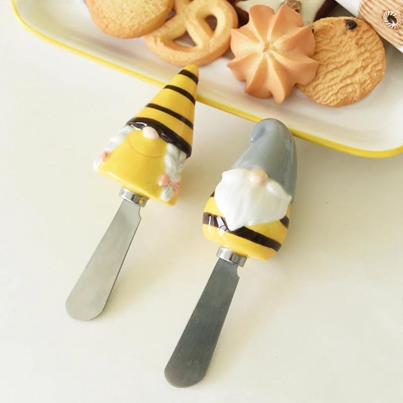 Ceramic Butter Dish Dessert Dish Snack Cake Plate Dishes  Creative Bee Sunflower Butter Plate Home Decoration Ceramic Tableware