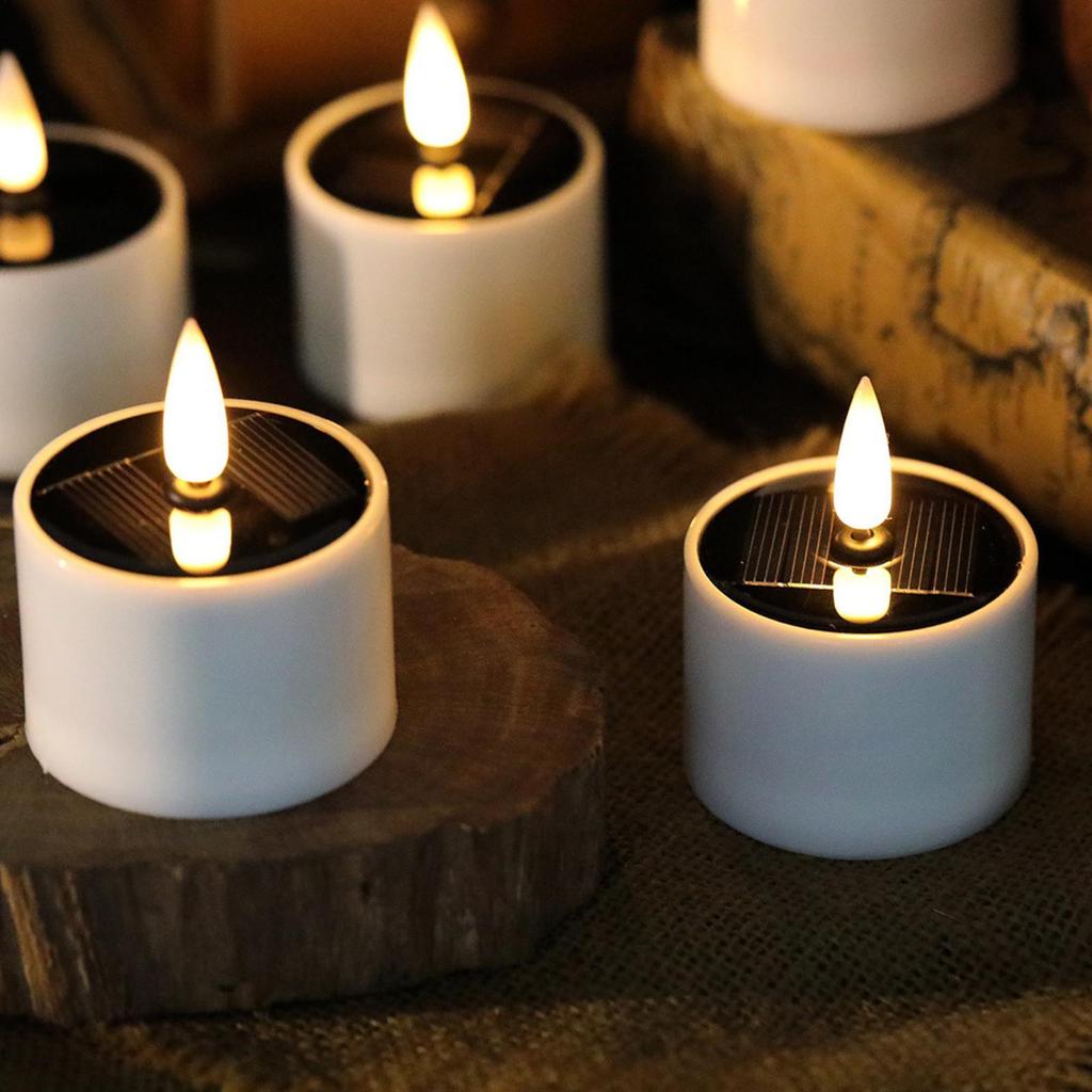 6Pcs Solar Tea Light LED Candles Outdoor Waterproof Flameless Solar Tea Lights Rechargeable Candles for Party Garden Home Decor