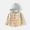 K-style Children's Clothing Spring and Autumn Boys' Long-Sleeved Shirt Kids Gingham Hooded Shirt Baby Boy Casual Long Sleeve Tops