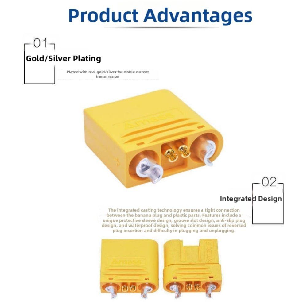 60A High Current LI Battery Connector Gold-Plated Solder Wire Connector RC Accessories