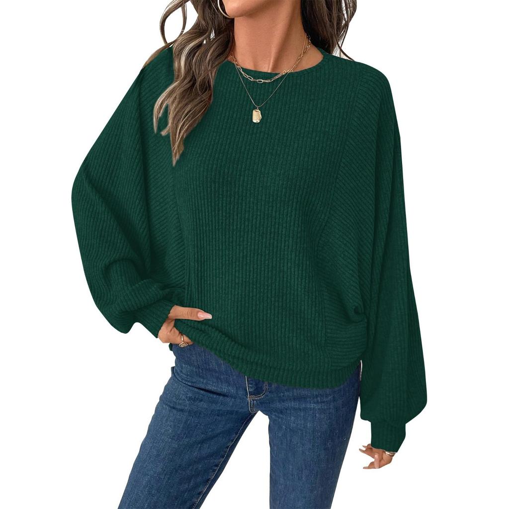 Dámský módní top s dlouhým rukávem v jednobarevné variantě