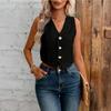Linen Vest Top for Women Casual Slim Fit Sleeveless Button Down Waistcoat V