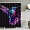 Stilvoller Kolibri Duschvorhang Badezimmerdeko mit Blumendesign Lebendige Farben Größe 72 x 72 Zoll Wasserdichter Stoff für Ba