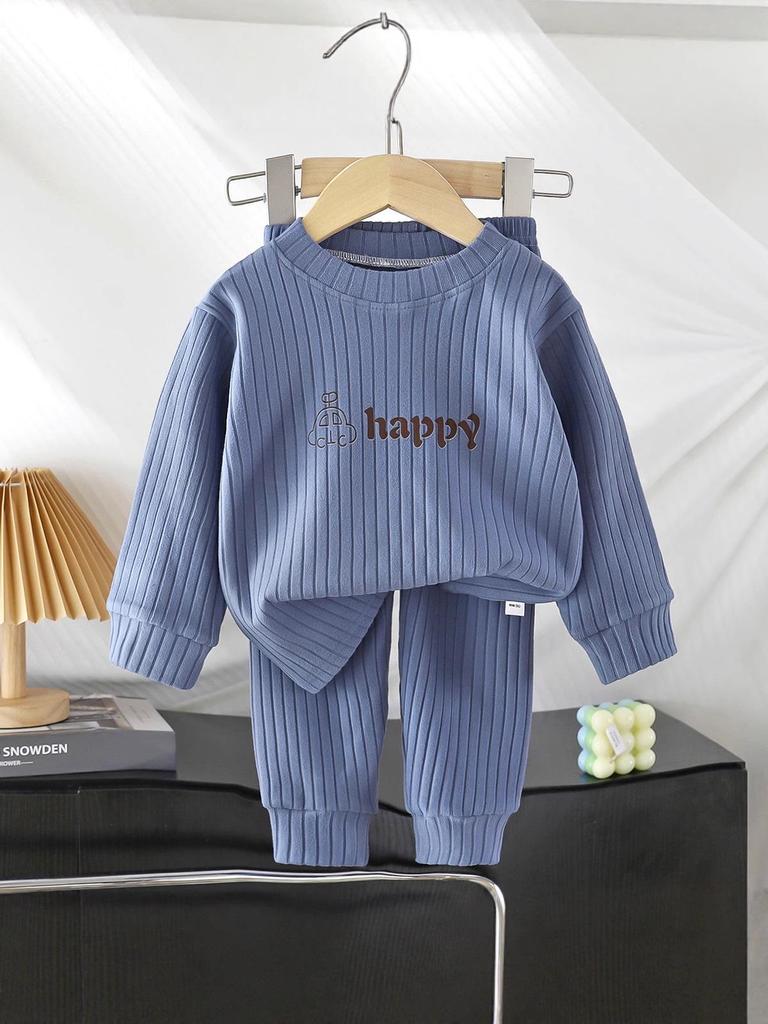 Children's Autumn & Winter Warm Home Set: Infant Clothes & Trousers for Boys & Girls