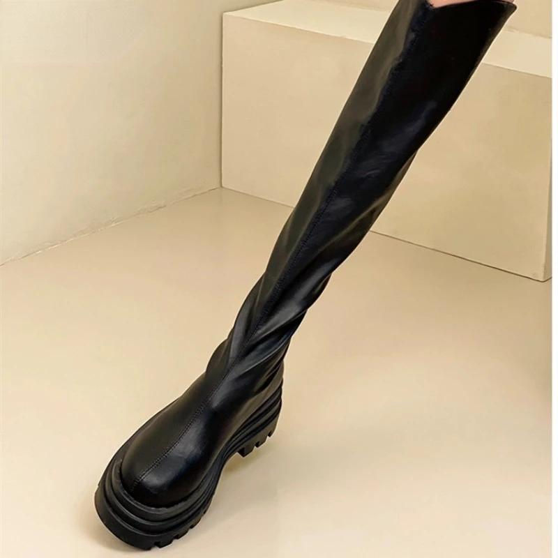 2024 Brand New Female Platform Thigh High Boots Fashion Slim Chunky Heels Over The Knee Boots Women Party Shoes Woman