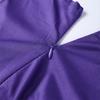 Purple Hollow Dress Sexy Exposed Belly Women Pleated Bow Long Sleeved V-Neck Slim Wrap Hip Dress 2025 New Summer Fashion