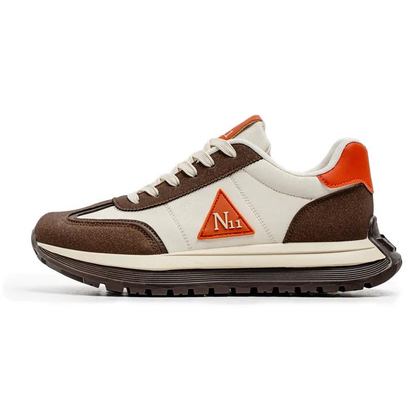 

Весенняя Новинка Мужская Повседневная Спортивная Обувь Универсальная Кожаная Поверхность Толстая Подошва и Универсальная Мужская Обувь для Улицы Удобные Кроссовки 41 бежевый