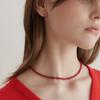 Tatiana (925 Silver) Red Jade Candy Ball Necklace NZ2143