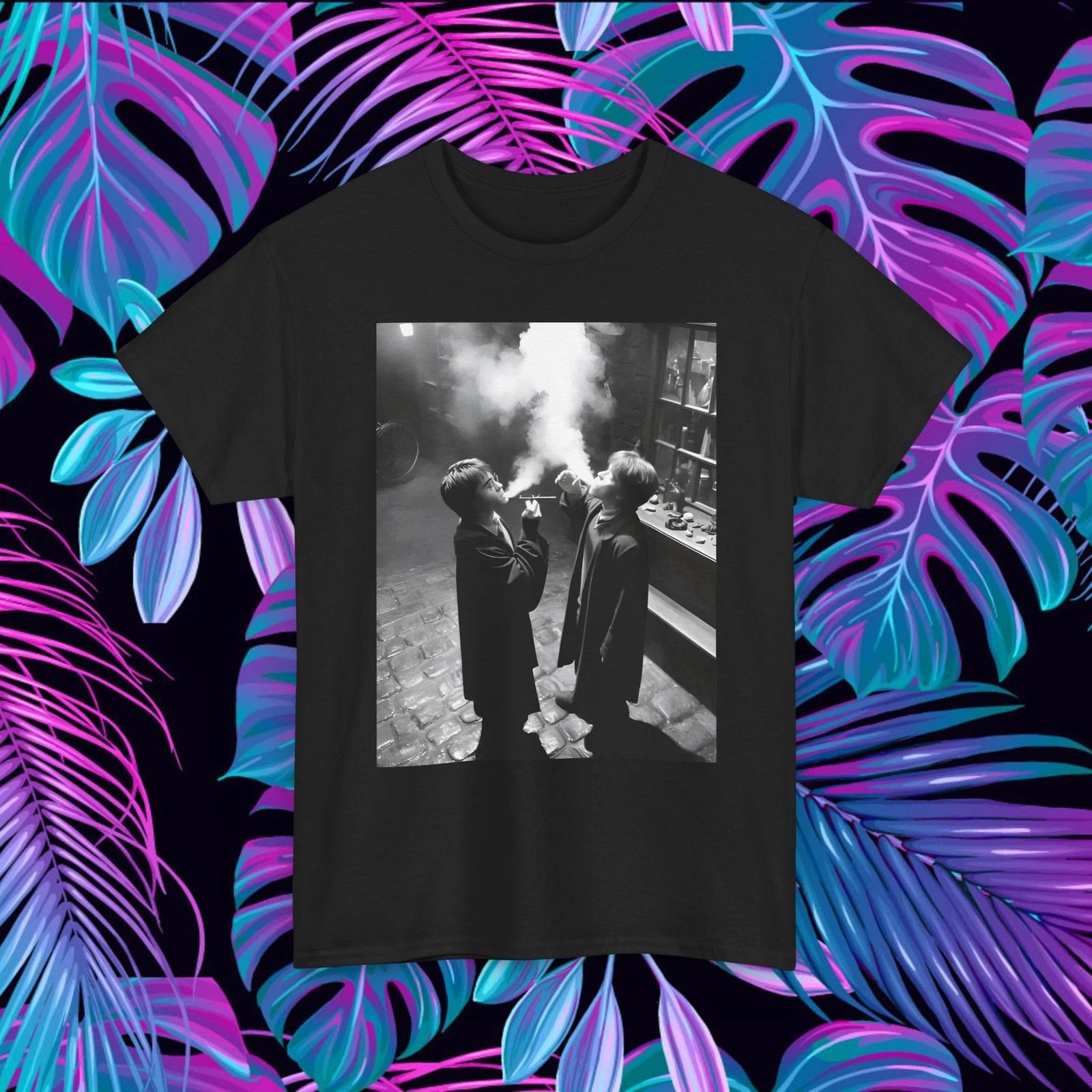 Harry Potter Ron Weasley Crossover Smoke Funny Cotton Shirt 2XL